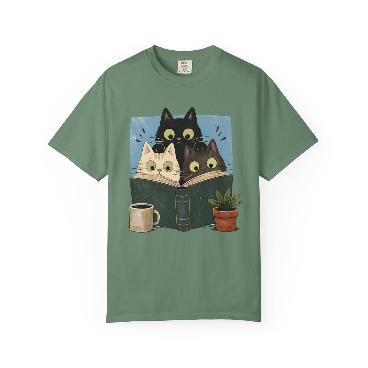 Retro Reading Cats Shirt | Comfort Colors Bookish Cat Lover Tee