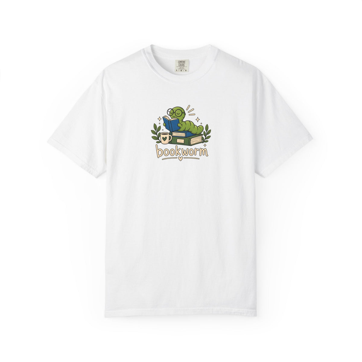 Bookworm printed graphic Comfort Colors t-shirt, cute bookish tee for book lovers