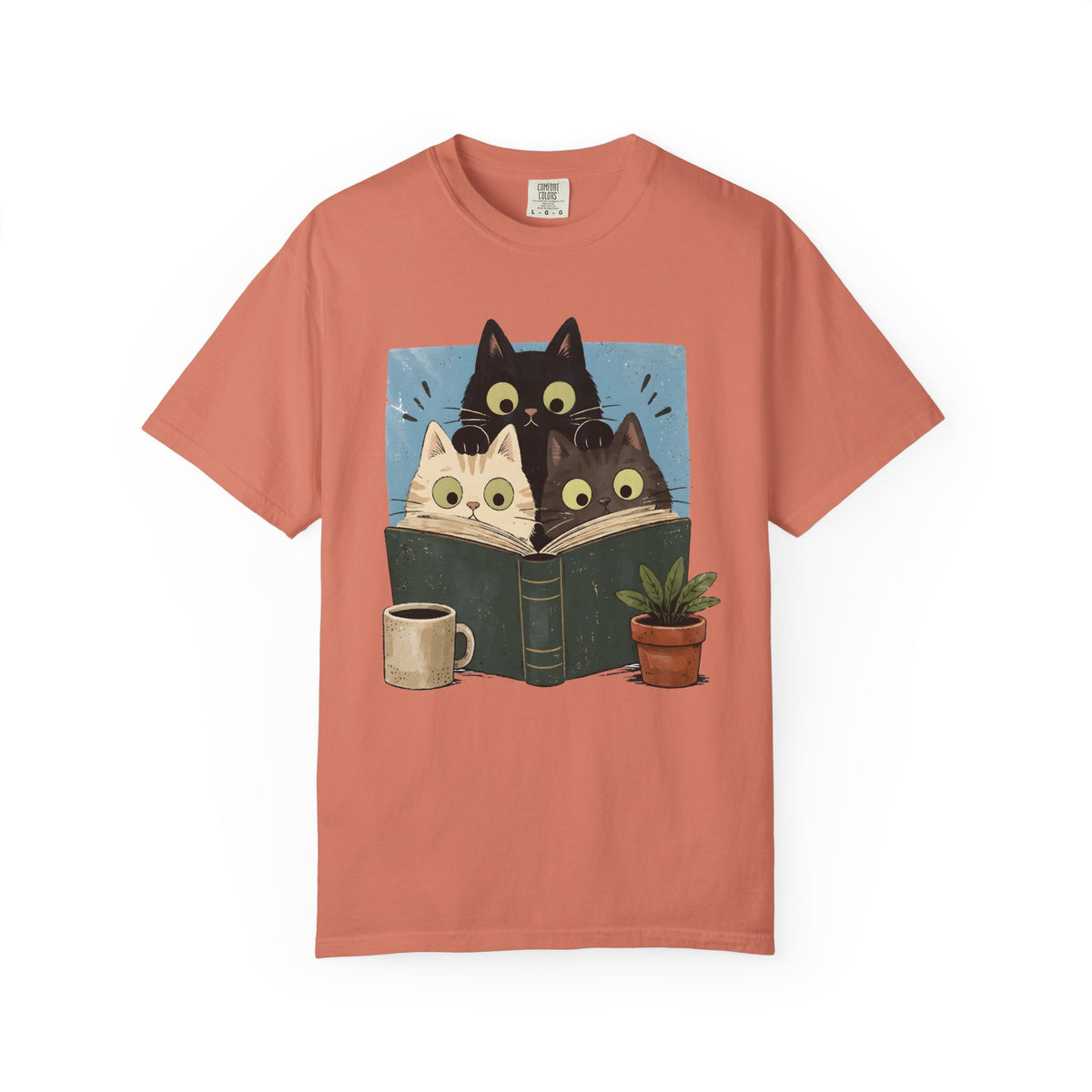 Retro Reading Cats Shirt | Comfort Colors Bookish Cat Lover Tee