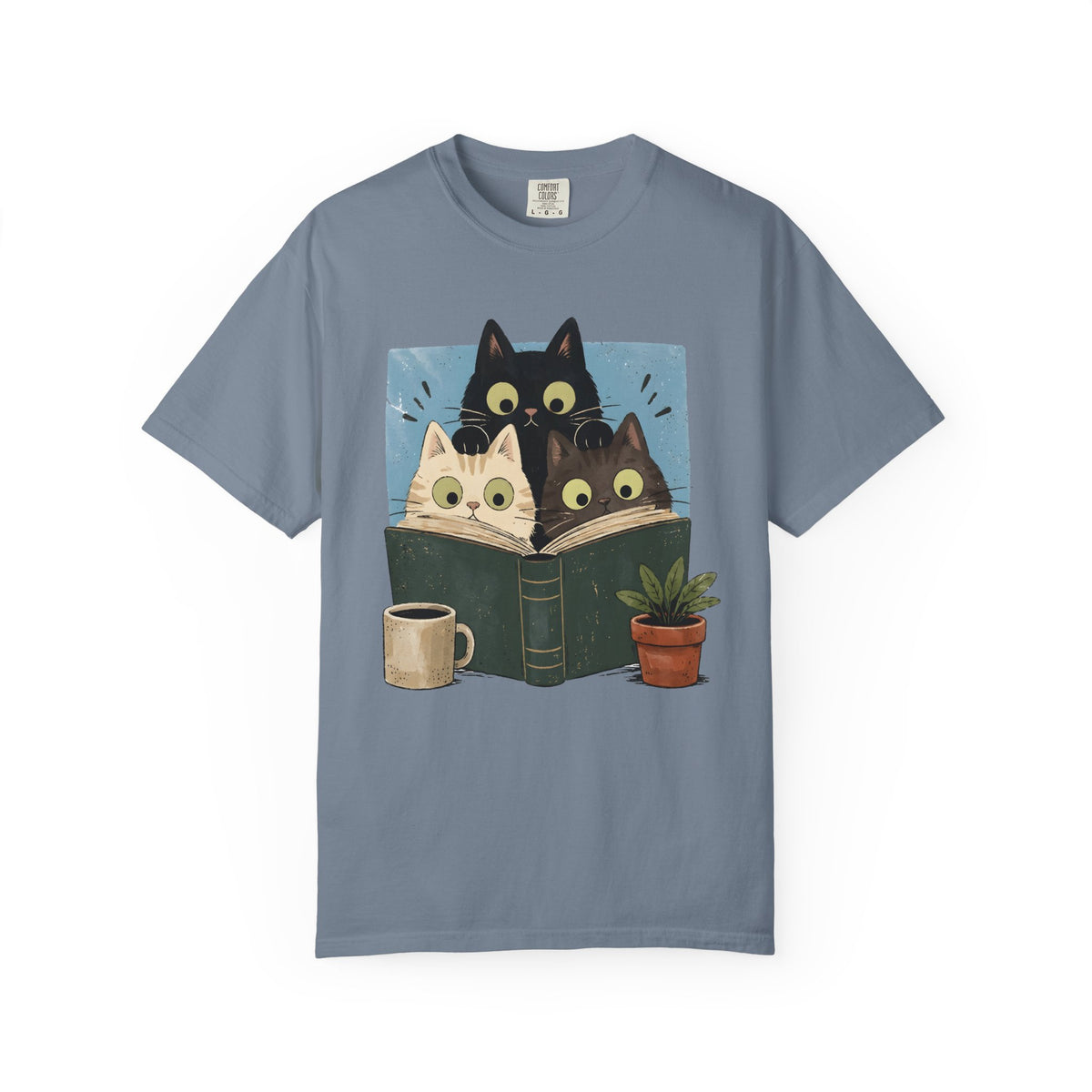 Retro Reading Cats Shirt | Comfort Colors Bookish Cat Lover Tee