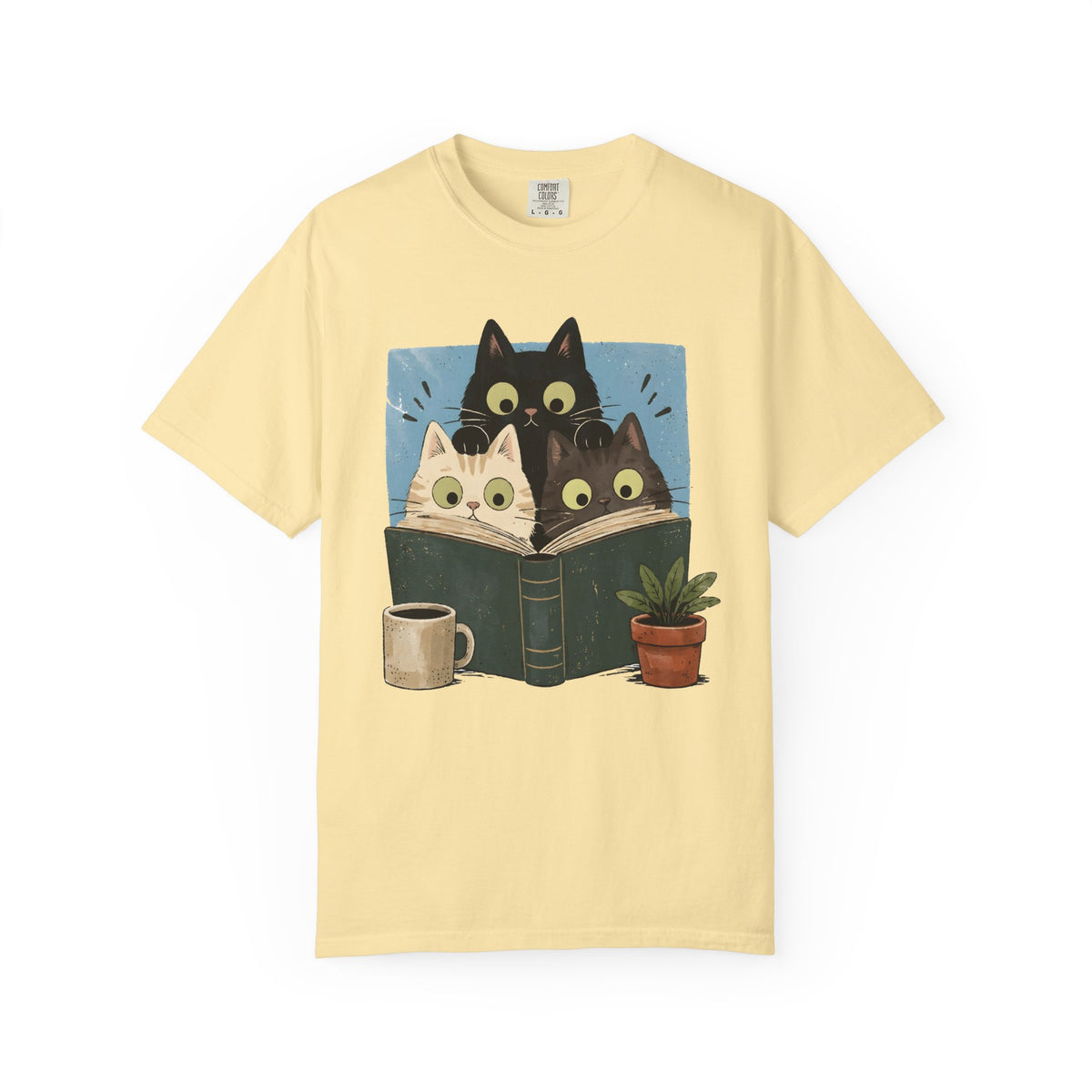 Retro Reading Cats Shirt | Comfort Colors Bookish Cat Lover Tee
