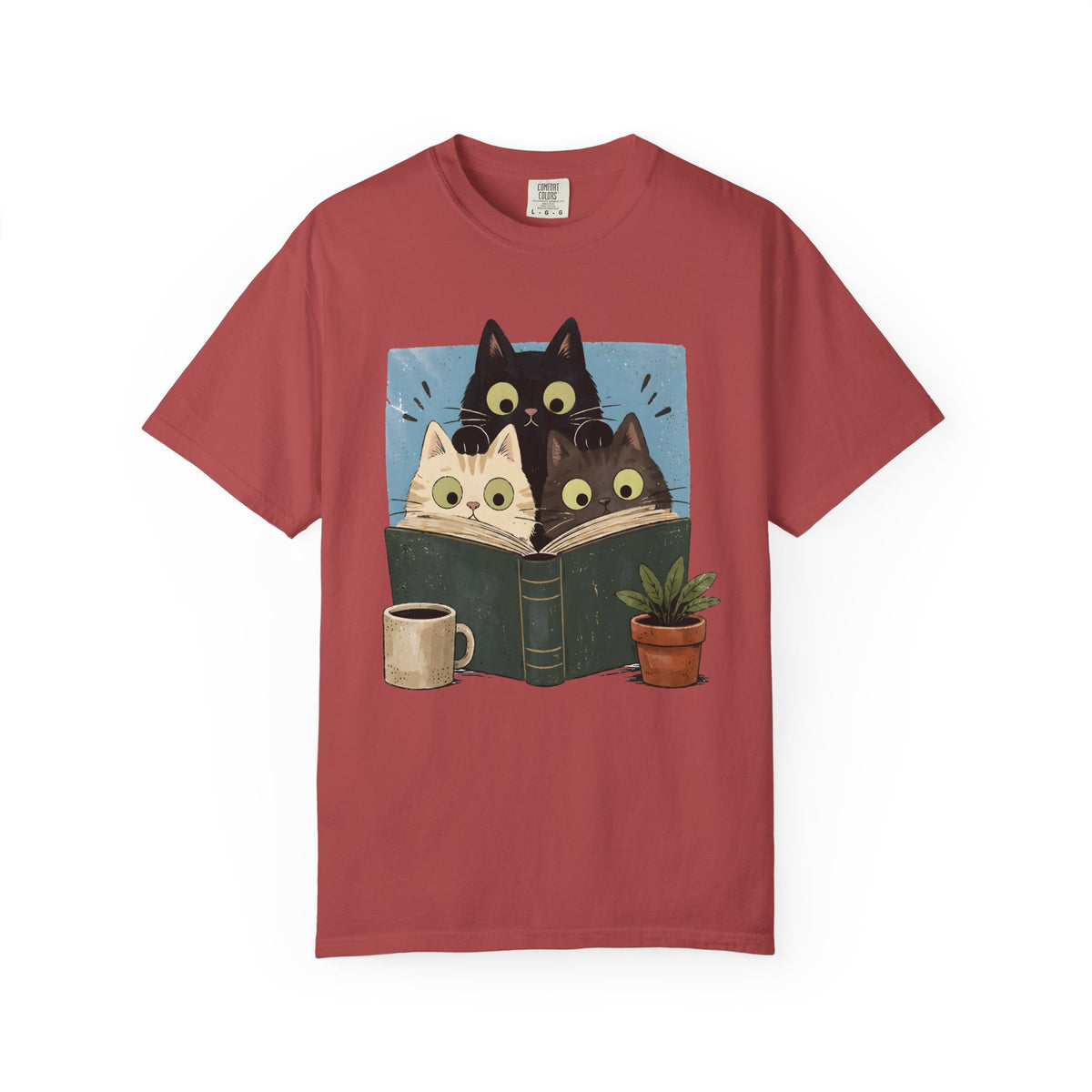 Retro Reading Cats Shirt | Comfort Colors Bookish Cat Lover Tee