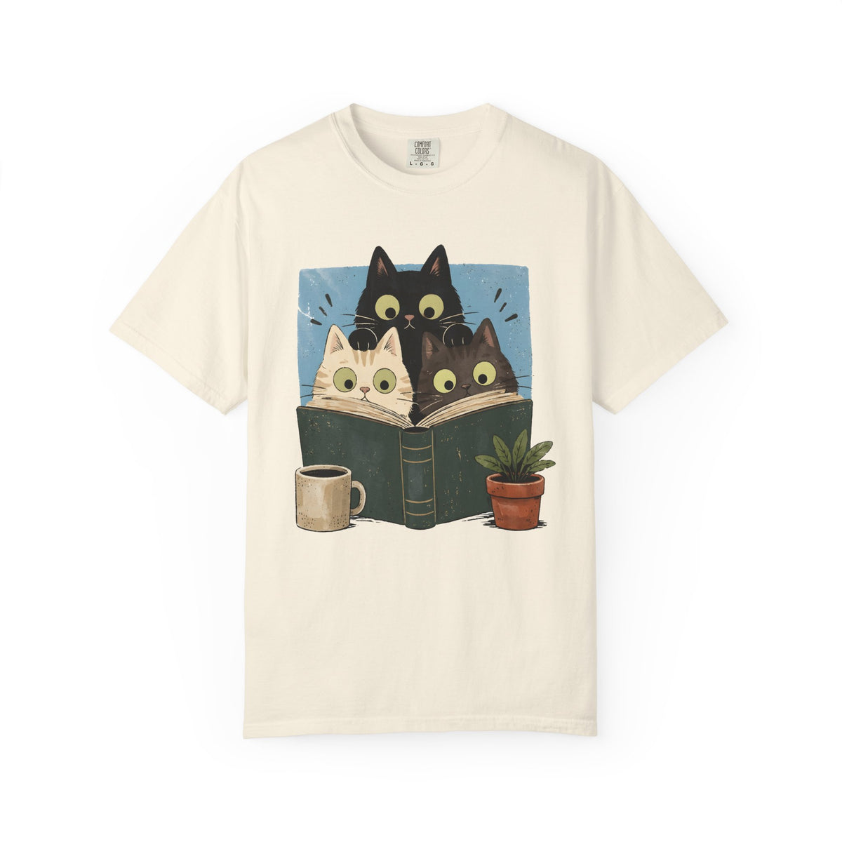 Retro Reading Cats Shirt | Comfort Colors Bookish Cat Lover Tee